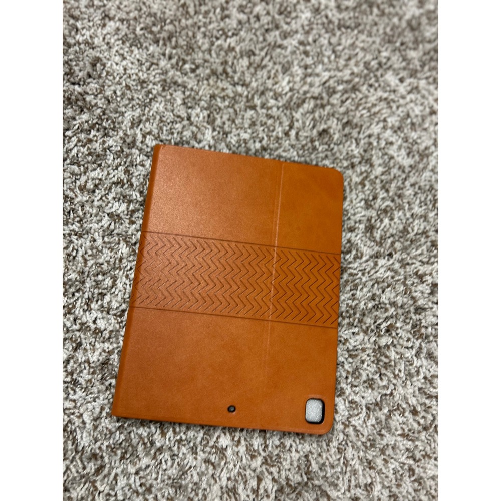 Auaua Brown Leather Tablet Folio Case Chevron Embossed Magnetic Cover